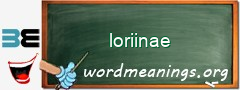 WordMeaning blackboard for loriinae